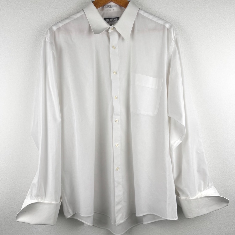 Umberto Rossi Dress Shirt Mens 17.5 34/35 White Good French Cuff Office Classic
